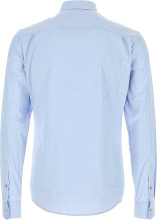 Wooyoungmi Mens Dress Shirt Blue Cotton Polyester Polyurethane