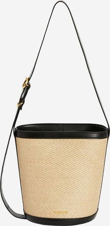 Jil Sander Cannolo Beuteltasche aus Leder und Rafia