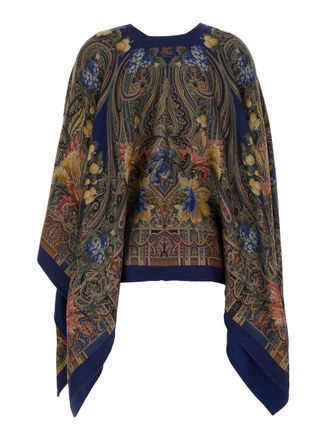 Etro Wool-Blend Floral Cape - Multicolor