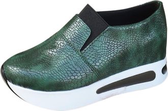 Generic Women Shoe and Autumn Foreign Trade Large Size Elegant Temperament Head Layer Leather Casual Shoes Slip in Trainers Women (Green, 3.5)