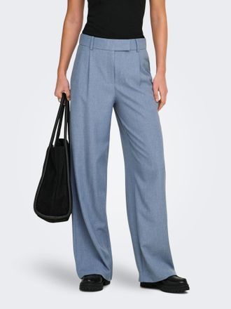 Only Anzughose ONLY ONLLINDA HW STR MEL PANTS TLR NOOS, Damen, Gr. M, L&auml;nge 32, vintage indigo detail:melange, Web, Obermaterial: 97% Polyester, 3% Elastha