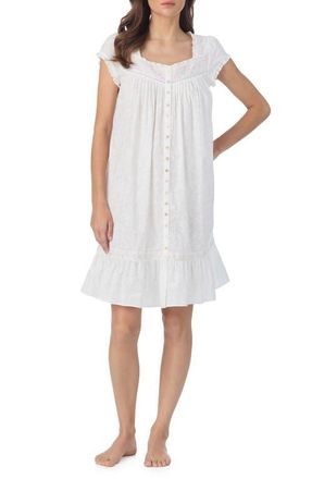 Eileen West Floral Embroidered Cotton Nightgown in White at Nordstrom, Size Xx-Small