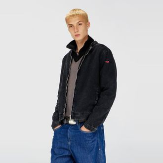 Diesel Moto jacket in clean-wash denim - Denim Jackets - Man - Black
