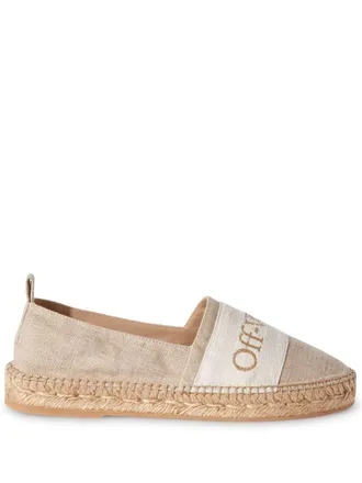 Off-white Bookish canvas espadrilles - women - Rubber/Calf Leather/Jute/Cotton/Linen/Flax - 36 - Neutrals
