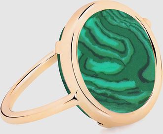 Ginette NY Bague Baby Disc Malachite Or Rose