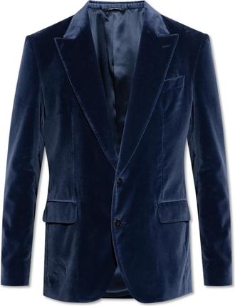 Dolce & Gabbana Fluwelen blazer - Heren - Blazers - Blauw - L - Katoen - Jassen