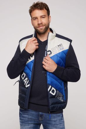 Camp David Steppweste CAMP DAVID, Herren, Gr. L, grau (kitt), Steppware, Obermaterial: 100% Polyamid, colorblocking, regular fit taillenbedeckt, ohne Ausschnitt,