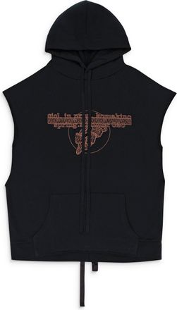 KOMAKINO DISCHARGE SLEEVELESS BLACK HOODIES & SWEATSHIRT