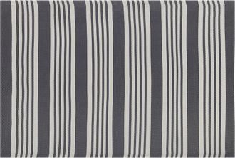 Beliani Beliani - Alfombra De Exterior Sint&eacute;tica Blanco/negro 120 X 180 Cm Patr&oacute;n A Rayas Estilo Moderno Delhi