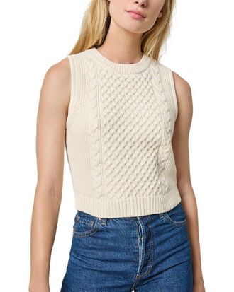 Lilla P Cropped Cable Tank Sweater
