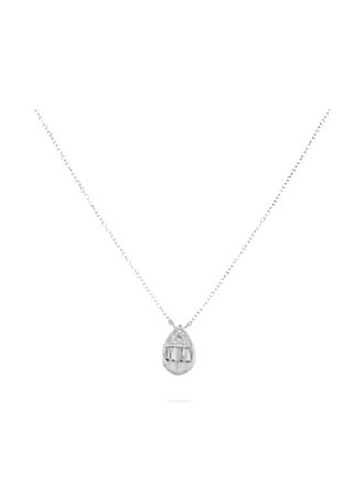 Luxury Bazaar 14kt witgouden halsketting met diamant - Zilver