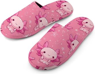 Generic Cute Axolotl Chibi Mens House Slippers Slip Indoor Slipper On Shoes Warm Outdoor