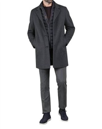 Moorer Layered Mid Length Wool Coat In Dark Grey