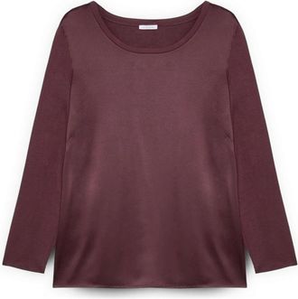 Fiorella Rubino T-shirt met lange mouwen van twee materialen - Dames - Longsleeves - Rood - XL - Polyester - Tops