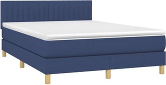 vidaXL Vidaxl - Cama Box Spring Con Colch&oacute;n Y Led Tela Azul 140x200 Cm