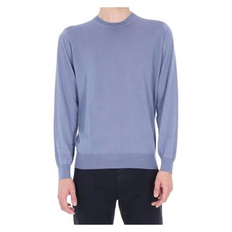 Drumohr Round-neck Knitwear, male, Blue, Size: 2XL Round-neck Knitwear