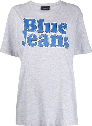 Dsquared2 Grijze Katoenen T-shirt Ss 22 - Dames - T-shirts - Grijs - XS - Katoen - Tops
