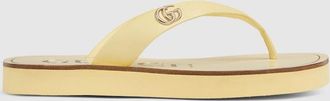Gucci Womens Thong Sandal With Double G, Yellow, Leather