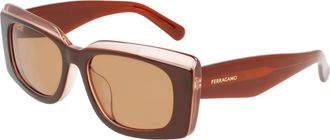 Ferragamo Brown Rectangular Ladies Sunglasses SF1079SLB 211 56