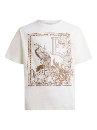 Etro placed-print cotton T-shirt - White