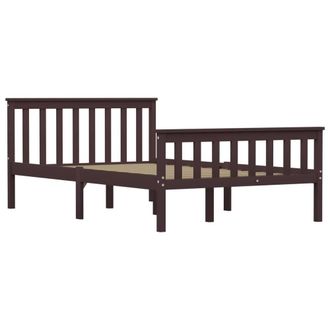 Berkfield Home Bed Frame Dark Brown Solid Pinewood 120x200 cm | Size: Small Double