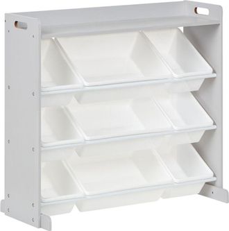 Beliani Estanter&iacute;a Con 9 Cajas De Almacenaje Cajones Habitaci&oacute;n Infantil Mdf Pl&aacute;stico Gris Y Blanco Collie