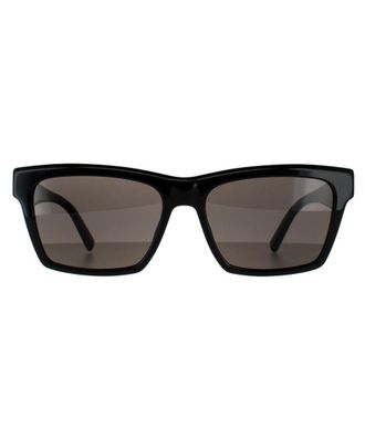 Saint Laurent Rectangle Unisex Shiny Black Dark Grey Sunglasses - One Size