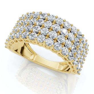 Pompeii3 3Ct Diamond Wide Four Row Anniversary Ring Gold Lab Grown
