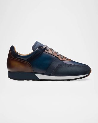 Magnanni Men & apos;s Arco Leather Runner Sneakers