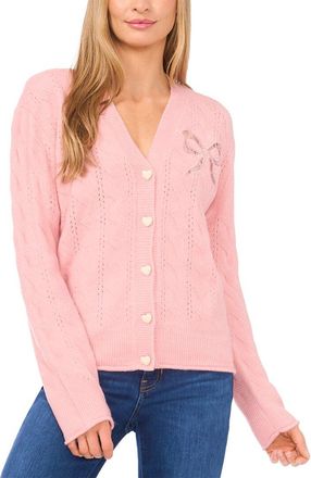CeCe by Cynthia Steffe Cece Cable V Neck Cardigan