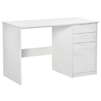 TJ Hughes Computer Desk with Drawers Modern Writing Workstation with Storage Cabinet PC Study Table for Home Office Study White w/ Drawers Home Office - TJ Hugh