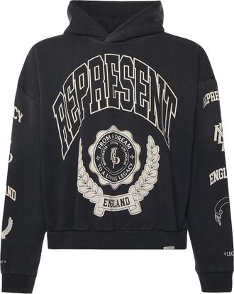 Represent Cotton Hooded Sweatshirt With Distressed Effect