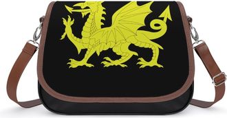 Generic Gold Welsh Dragon Flag Crossbody Bags for Women Shoulder Messenger Bag Purse Handbags