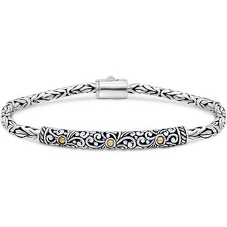 Devata Bali Filigree with Borobudur Chain Bracelet in Sterling Silver and 18K Gold in Silver, Gold at Nordstrom, Size 7.5