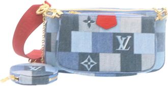Louis Vuitton Multi Pochette Accessoires Damier And Monogram Patchwork Denim Blue Canvas Bag (Pre-Owned)