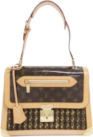 Louis Vuitton Pre-owned Vintage Tweed Handtas - Dames - Vintage Handtas - Bruin - ONE Size - Tweed - Vintage