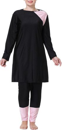 Generic Muslim Plus Size Swimsuit for Women Full Coverage Islamic Burkini Modest Swimwear with Hijab Arabic for Loose Fit Long Sleeve Swimming Costume