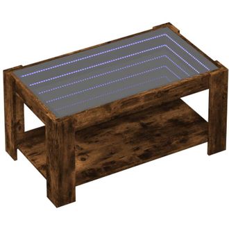 vidaXL Vidaxl - Mesa De Centro Y Led Madera Ingenier&iacute;a Roble Ahumado 93x53x45cm
