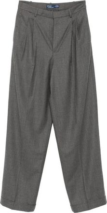 Polo Ralph Lauren Straight Pants - Dames - Wijde Broeken - Grijs - 2XL - Wol - Broeken