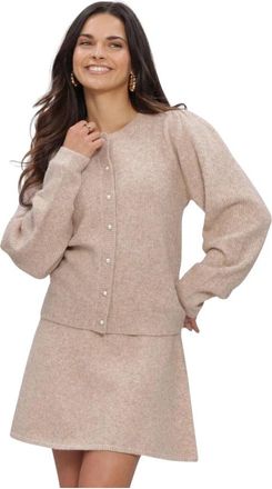 Notre-V NV-Iggy Cardigan - Dames - Vesten - Beige - XL - Leer - Truien & Vesten