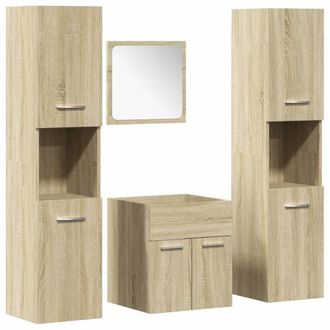 Berkfield Home 4 Piece Bathroom Furniture Set Sonoma Oak Engineered Wood in Brown