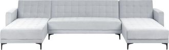 Beliani Beliani - Modular U-Shaped Corner Sofa Bed 3 Seater 2 Chaises Velvet Light Grey Aberdeen
