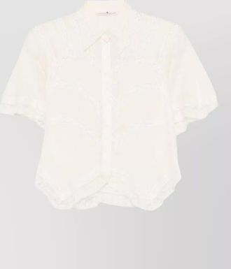 Ermanno Scervino embroidered cotton short-sleeve blouse