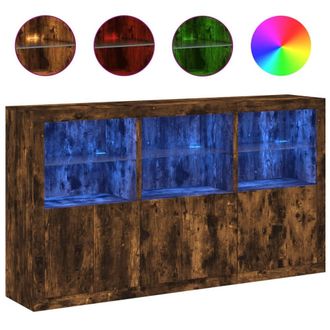 Berkfield Home Sideboard with LED Lights Smoked Oak 181.5x37x100 cm in Brown
