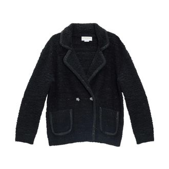 Genny Tweed Jackets, female, Black, XS, Giacca Tweed Paillettes