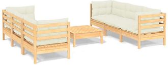 vidaXL Muebles De Jard&iacute;n 7 Piezas Cojines Madera De Pino Color Crema Vidaxl