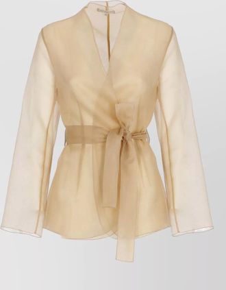 Antonelli silk belted long-sleeve blazer
