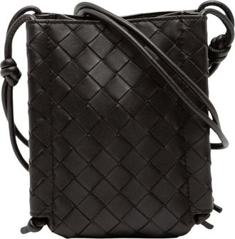 Bottega Veneta Pre-owned Cross Body Bags, female, Brown, Size: ONE SIZE Pre-owned Woven Leather Pouch