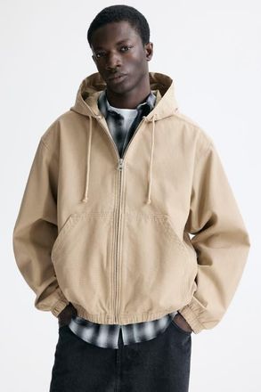 H&M Hooded Workwear Jacket in Beige at Nordstrom, Size Xxx-Large