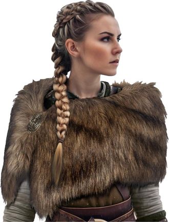 Generic Viking Faux Fur Collar Scarf Stole Viking Fur Shoulder Fur Medieval Fur Shoulder Throw Dark Brown